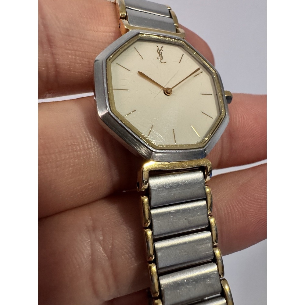 YSL Yves Saint Laurent Watch Vintage Silver Needs Battery - Picture 2 of 7